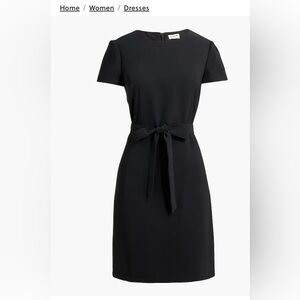 J. Crew Black Short-Sleeve Belted Sheath Dress